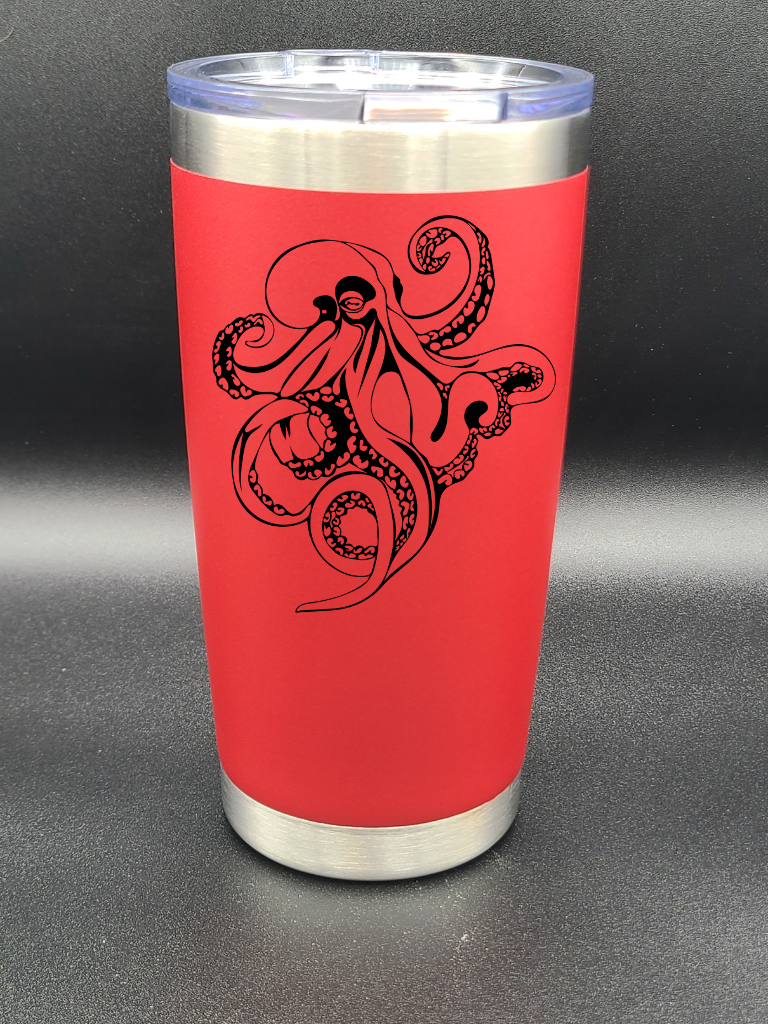 Octopus - 20 Oz Coffee Cup - Water Tumbler - Bigfoot Bigheart Studio