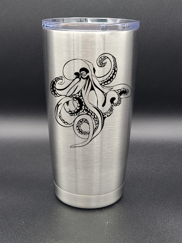 Octopus - 20 Oz Coffee Cup - Water Tumbler - Bigfoot Bigheart Studio