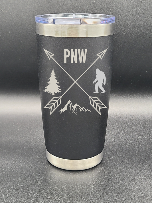 Pacific Northwest PNW Crossed Arrows - 20 Oz Coffee Cup - Water Tumbler