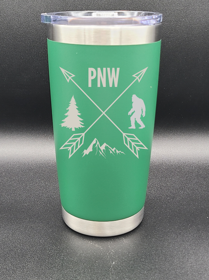 Pacific Northwest PNW Crossed Arrows - 20 Oz Coffee Cup - Water Tumbler