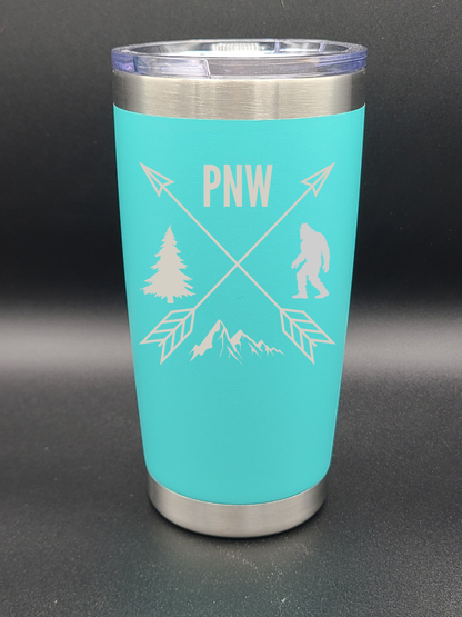 Pacific Northwest PNW Crossed Arrows - 20 Oz Coffee Cup - Water Tumbler