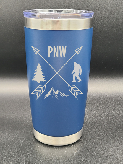 Pacific Northwest PNW Crossed Arrows - 20 Oz Coffee Cup - Water Tumbler