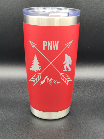 Pacific Northwest PNW Crossed Arrows - 20 Oz Coffee Cup - Water Tumbler
