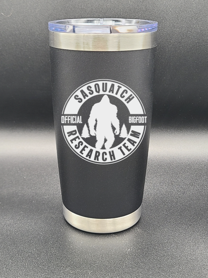 Sasquatch Research Team Official - 20 Oz Coffee Cup - Water Tumbler - Bigfoot Bigheart Studio