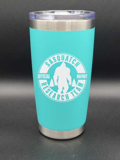 Sasquatch Research Team Official - 20 Oz Coffee Cup - Water Tumbler - Bigfoot Bigheart Studio