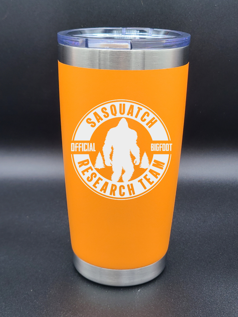 Sasquatch Research Team Official - 20 Oz Coffee Cup - Water Tumbler - Bigfoot Bigheart Studio
