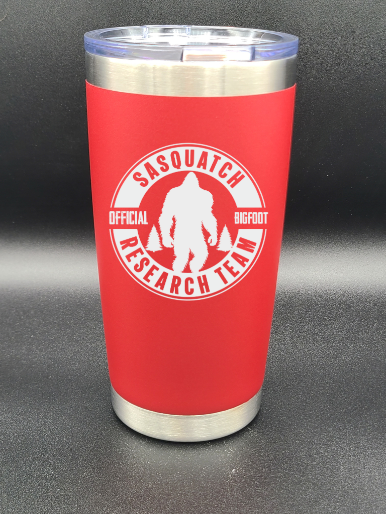 Sasquatch Research Team Official - 20 Oz Coffee Cup - Water Tumbler - Bigfoot Bigheart Studio