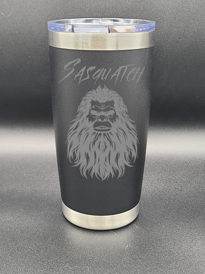 Sasquatch Selfie - 20 Oz Coffee Cup - Water Tumbler - Bigfoot Bigheart Studio