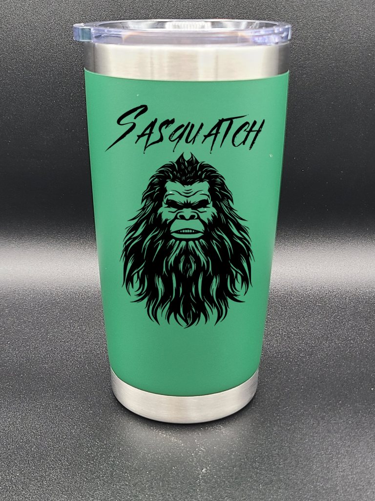 Sasquatch Selfie - 20 Oz Coffee Cup - Water Tumbler - Bigfoot Bigheart Studio