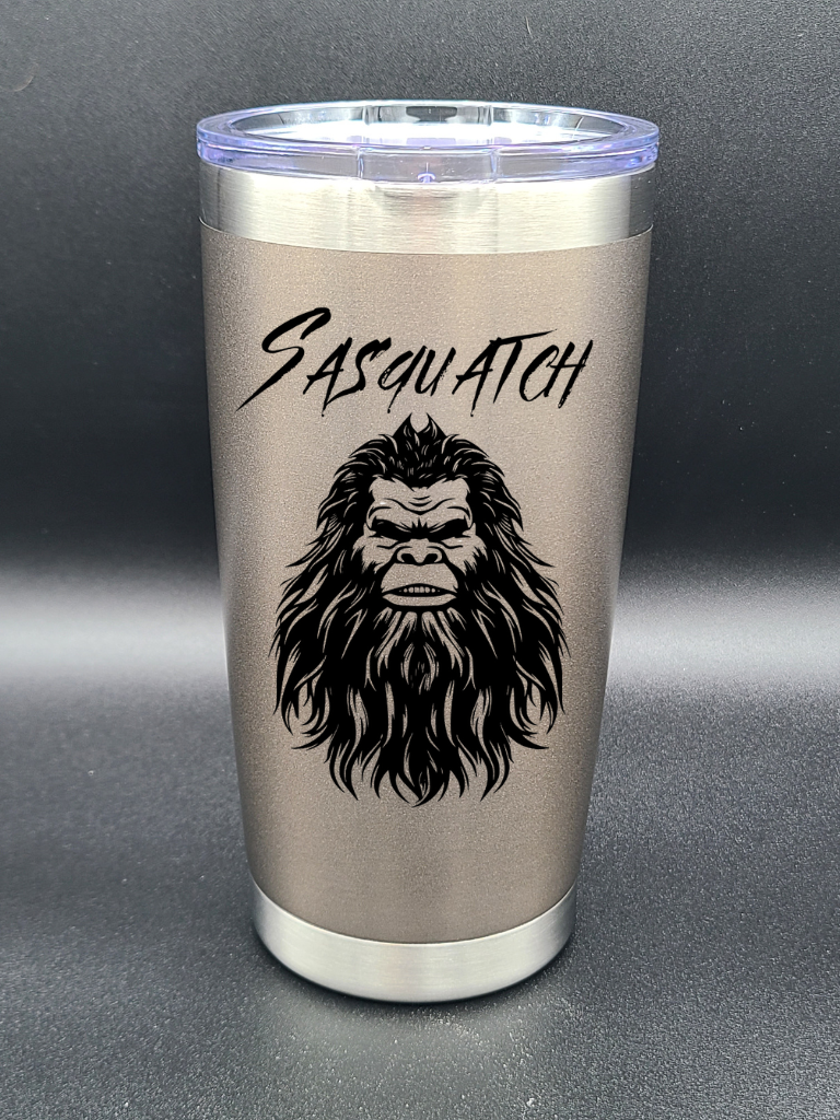 Sasquatch Selfie - 20 Oz Coffee Cup - Water Tumbler - Bigfoot Bigheart Studio