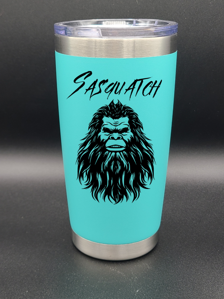 Sasquatch Selfie - 20 Oz Coffee Cup - Water Tumbler - Bigfoot Bigheart Studio