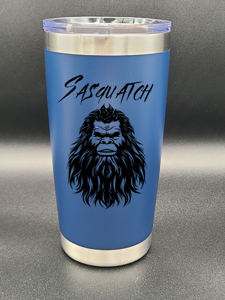 Sasquatch Selfie - 20 Oz Coffee Cup - Water Tumbler - Bigfoot Bigheart Studio