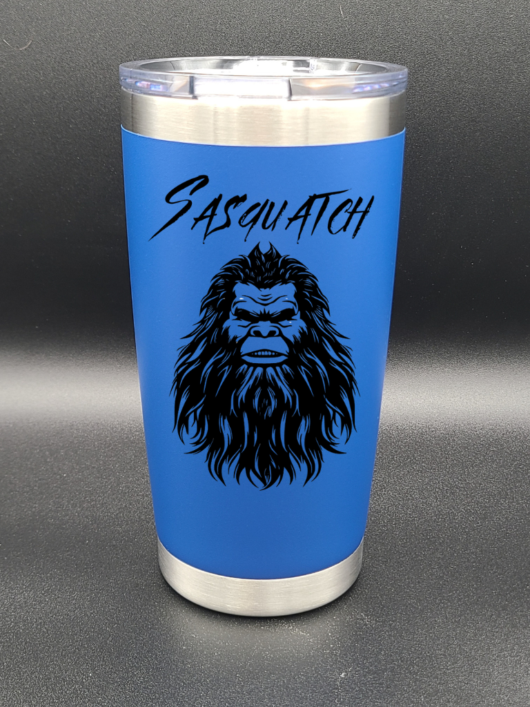 Sasquatch Selfie - 20 Oz Coffee Cup - Water Tumbler - Bigfoot Bigheart Studio