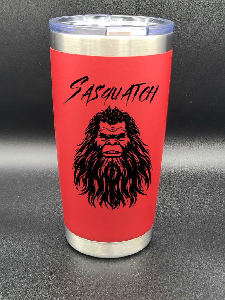 Sasquatch Selfie - 20 Oz Coffee Cup - Water Tumbler - Bigfoot Bigheart Studio