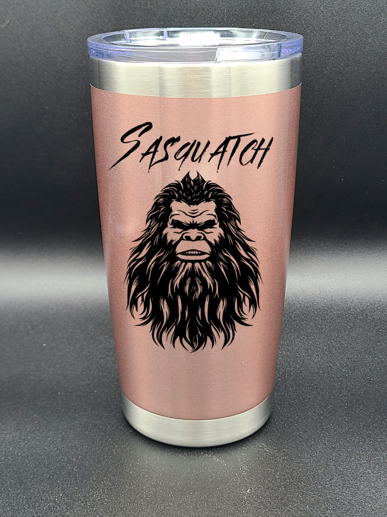 Sasquatch Selfie - 20 Oz Coffee Cup - Water Tumbler - Bigfoot Bigheart Studio