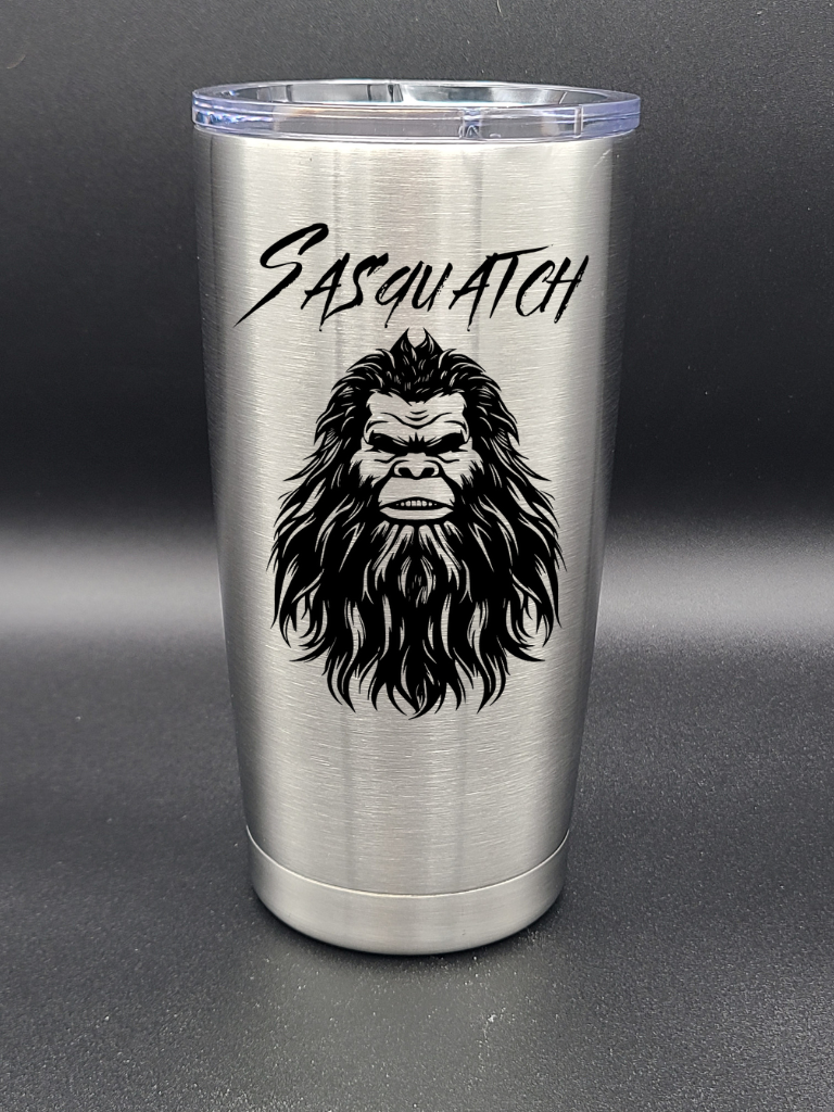 Sasquatch Selfie - 20 Oz Coffee Cup - Water Tumbler - Bigfoot Bigheart Studio