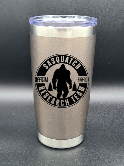 Sasquatch Research Team Official - 20 Oz Coffee Cup - Water Tumbler - Bigfoot Bigheart Studio