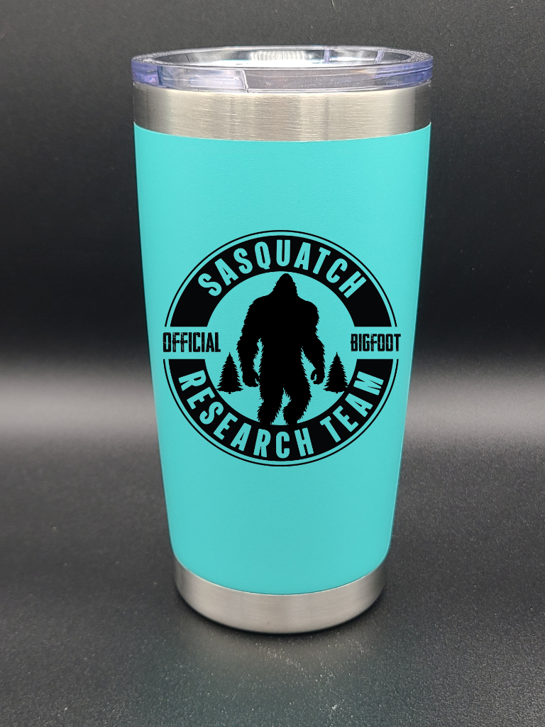 Sasquatch Research Team Official - 20 Oz Coffee Cup - Water Tumbler - Bigfoot Bigheart Studio