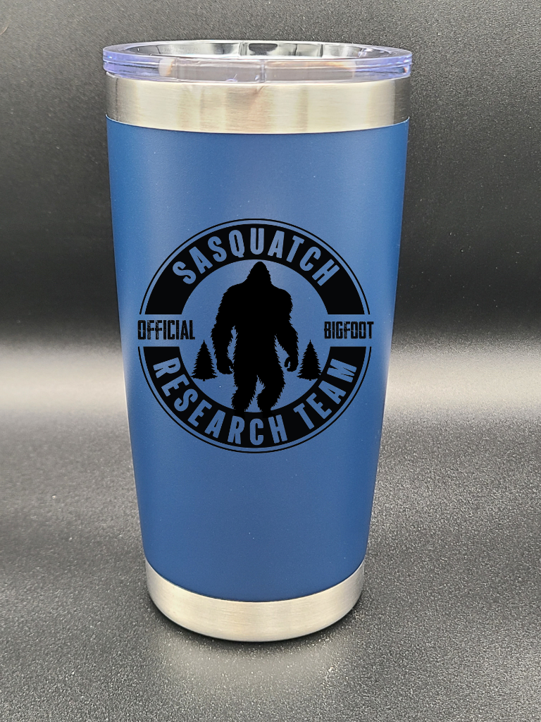 Sasquatch Research Team Official - 20 Oz Coffee Cup - Water Tumbler - Bigfoot Bigheart Studio