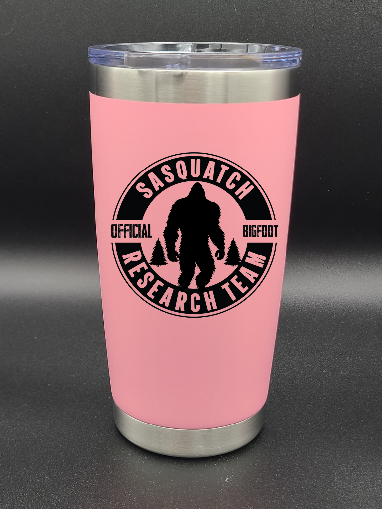 Sasquatch Research Team Official - 20 Oz Coffee Cup - Water Tumbler - Bigfoot Bigheart Studio