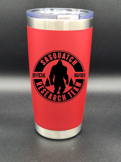 Sasquatch Research Team Official - 20 Oz Coffee Cup - Water Tumbler - Bigfoot Bigheart Studio