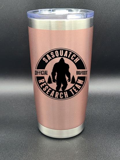 Sasquatch Research Team Official - 20 Oz Coffee Cup - Water Tumbler - Bigfoot Bigheart Studio