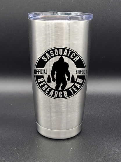 Sasquatch Research Team Official - 20 Oz Coffee Cup - Water Tumbler - Bigfoot Bigheart Studio