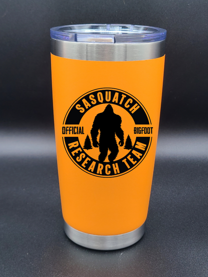 Sasquatch Research Team Official - 20 Oz Coffee Cup - Water Tumbler - Bigfoot Bigheart Studio