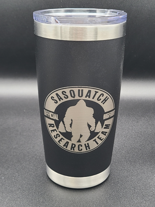 Sasquatch Research Team Official - 20 Oz Coffee Cup - Water Tumbler - Bigfoot Bigheart Studio