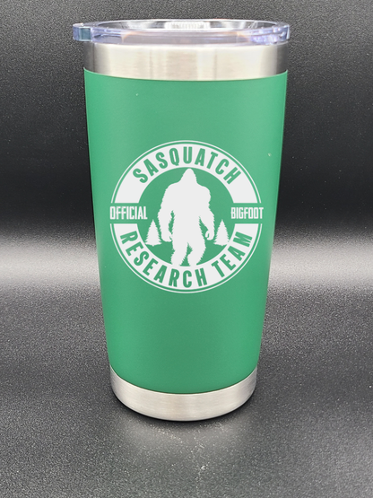 Sasquatch Research Team Official - 20 Oz Coffee Cup - Water Tumbler - Bigfoot Bigheart Studio
