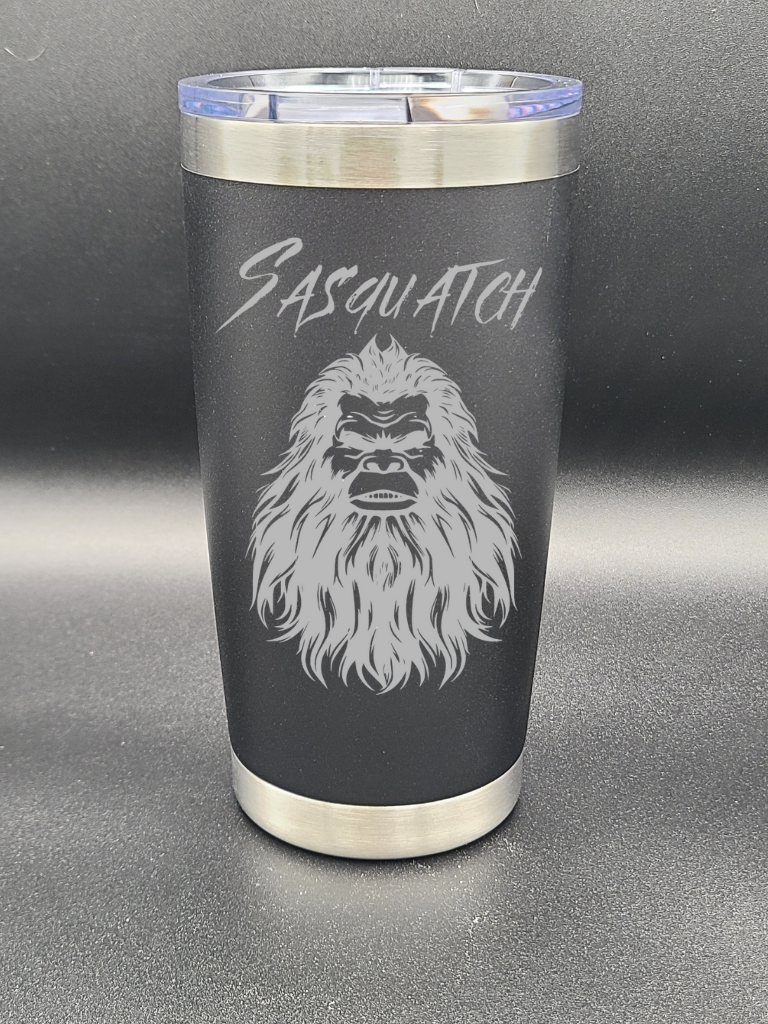 Sasquatch Selfie - 20 Oz Coffee Cup - Water Tumbler - Bigfoot Bigheart Studio