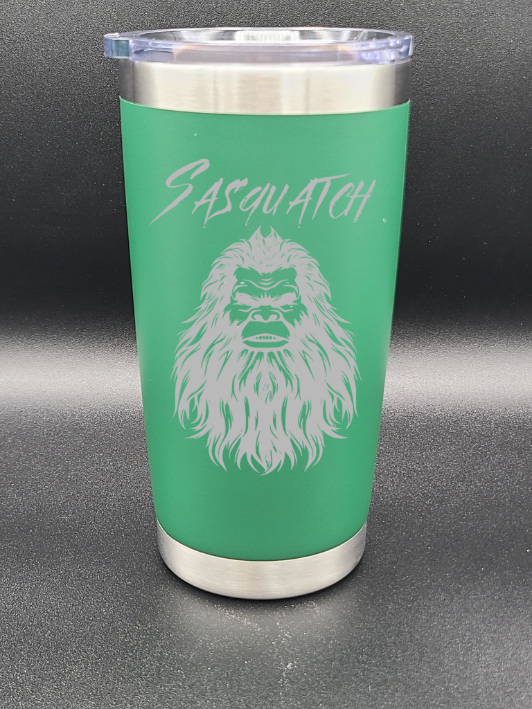 Sasquatch Selfie - 20 Oz Coffee Cup - Water Tumbler - Bigfoot Bigheart Studio