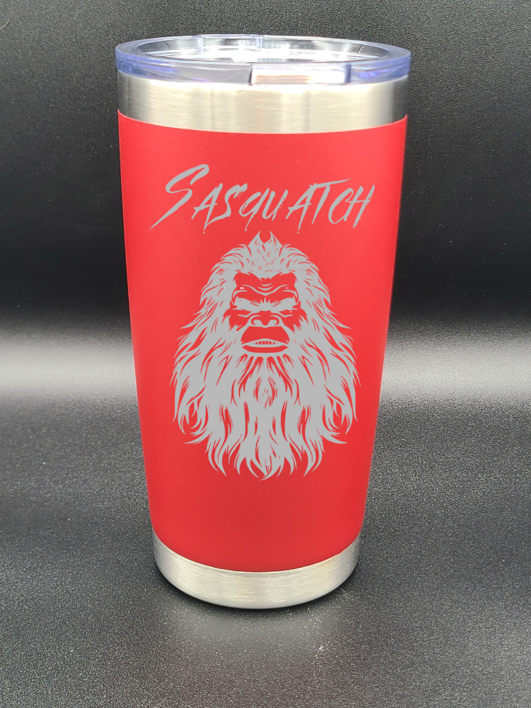 Sasquatch Selfie - 20 Oz Coffee Cup - Water Tumbler - Bigfoot Bigheart Studio