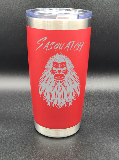 Sasquatch Selfie - 20 Oz Coffee Cup - Water Tumbler - Bigfoot Bigheart Studio