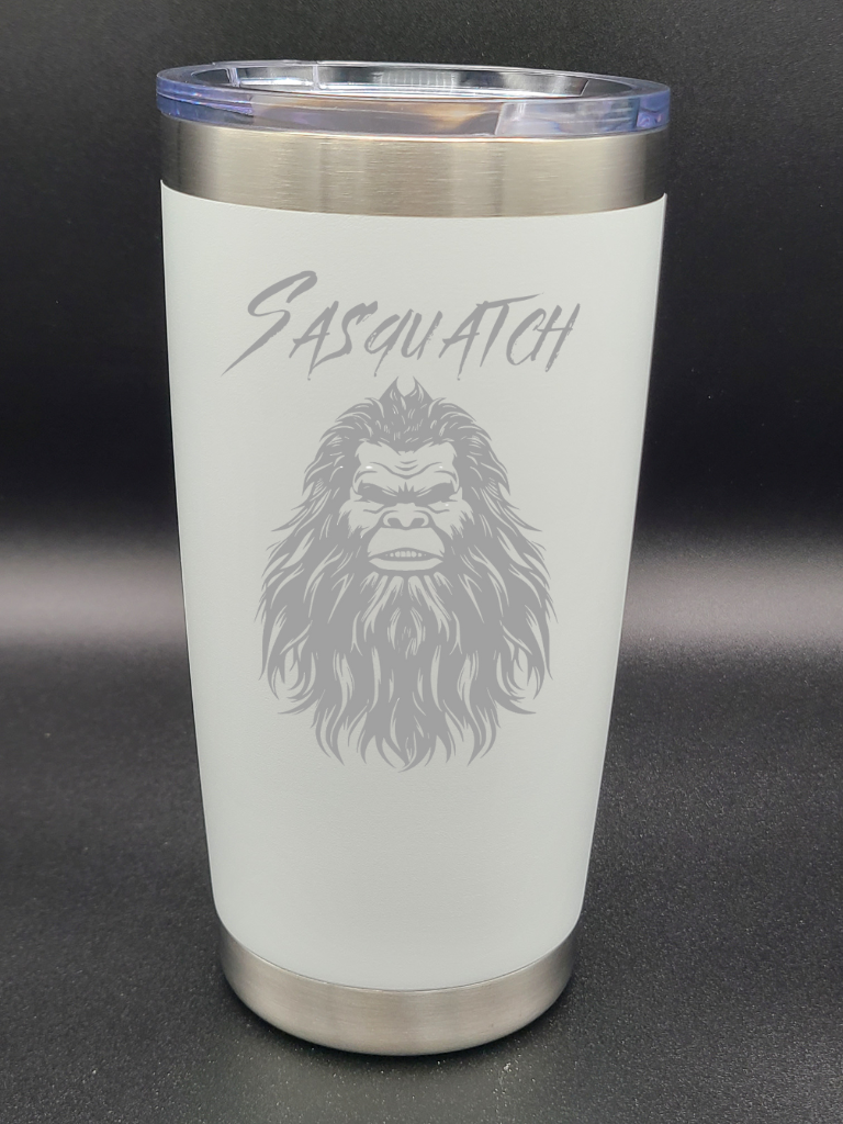 Sasquatch Selfie - 20 Oz Coffee Cup - Water Tumbler - Bigfoot Bigheart Studio