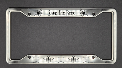 Save the Bees - Stainless Steel License Plate Frame - Bigfoot Bigheart Studio