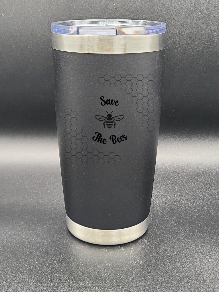 Save the Bees - 20 Oz Coffee Cup - Water Tumbler - Bigfoot Bigheart Studio