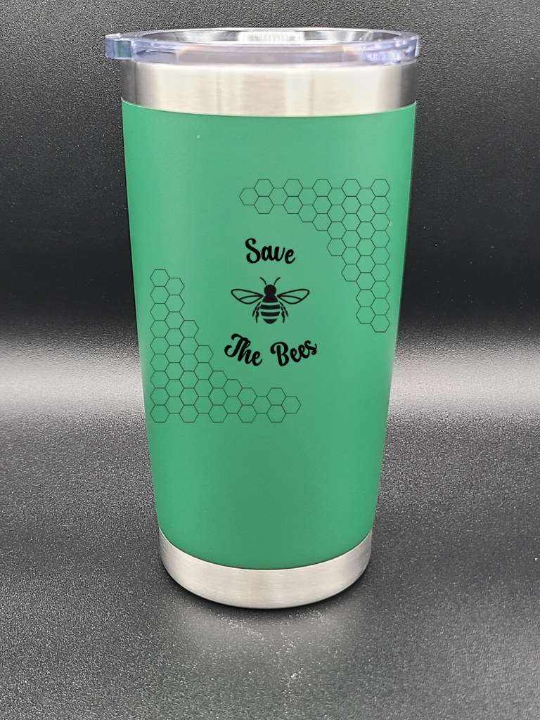 Save the Bees - 20 Oz Coffee Cup - Water Tumbler - Bigfoot Bigheart Studio