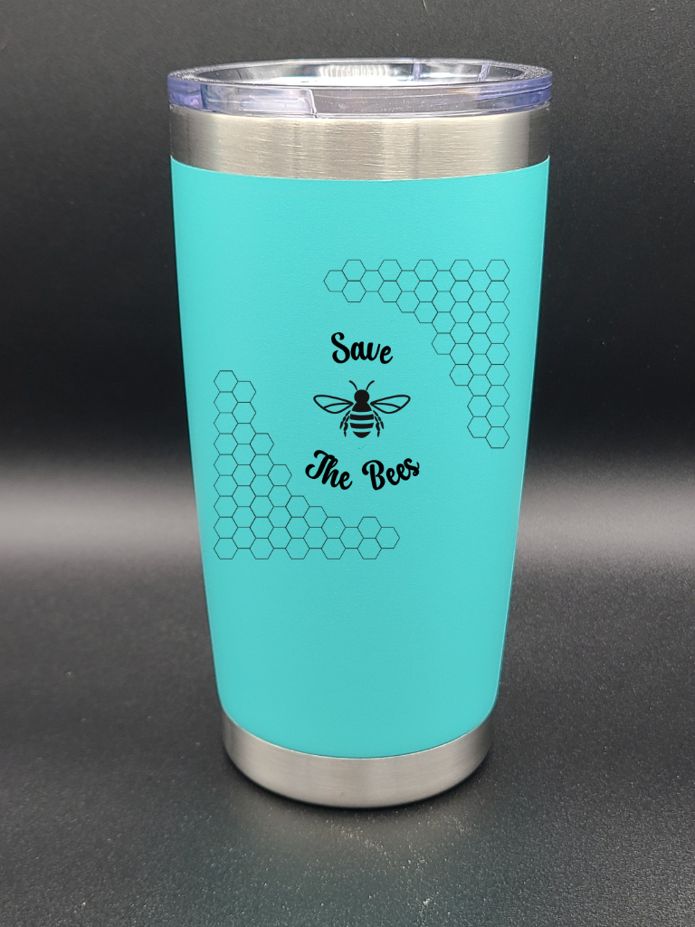 Save the Bees - 20 Oz Coffee Cup - Water Tumbler - Bigfoot Bigheart Studio