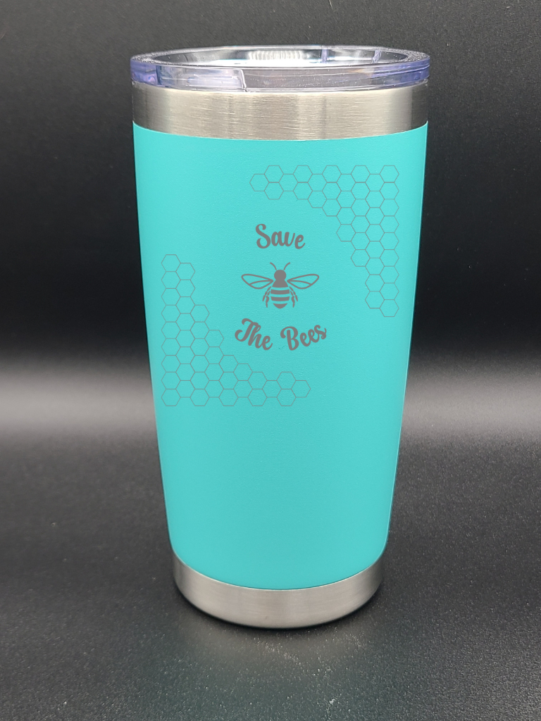 Save the Bees - 20 Oz Coffee Cup - Water Tumbler - Bigfoot Bigheart Studio