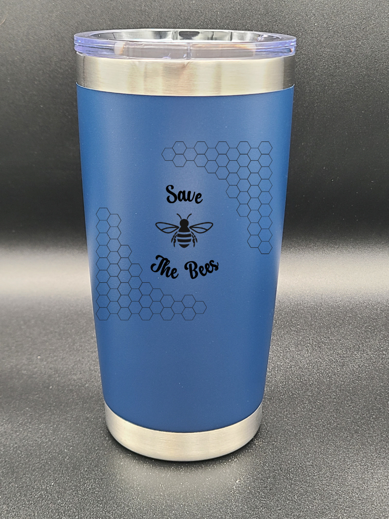 Save the Bees - 20 Oz Coffee Cup - Water Tumbler - Bigfoot Bigheart Studio