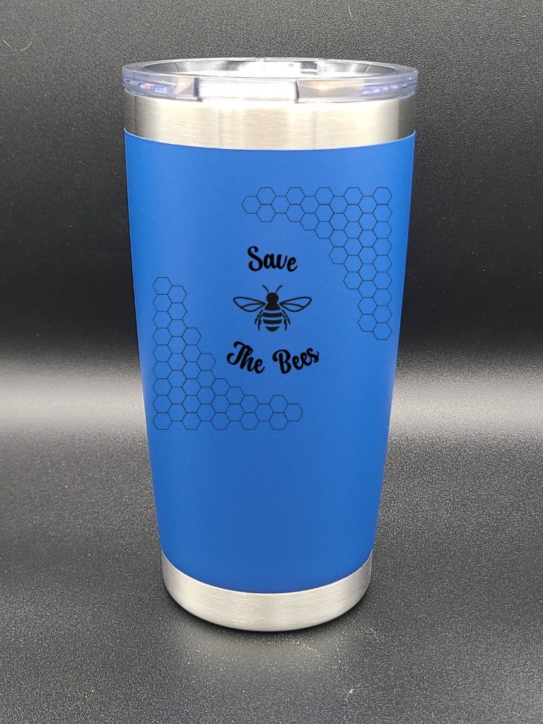 Save the Bees - 20 Oz Coffee Cup - Water Tumbler - Bigfoot Bigheart Studio