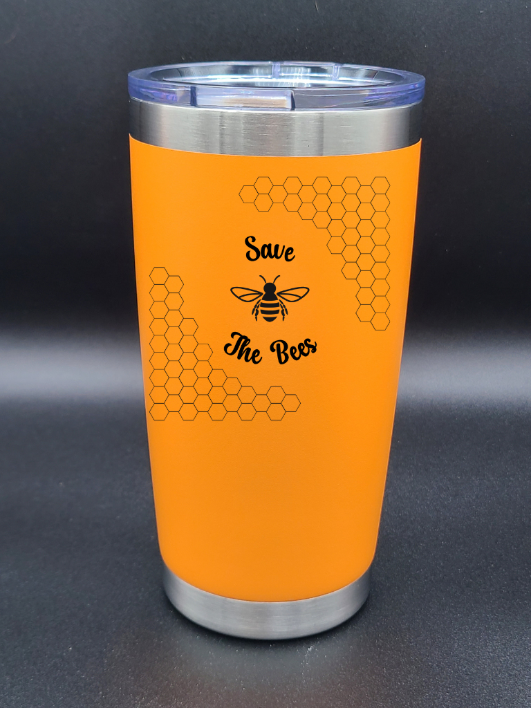 Save the Bees - 20 Oz Coffee Cup - Water Tumbler - Bigfoot Bigheart Studio