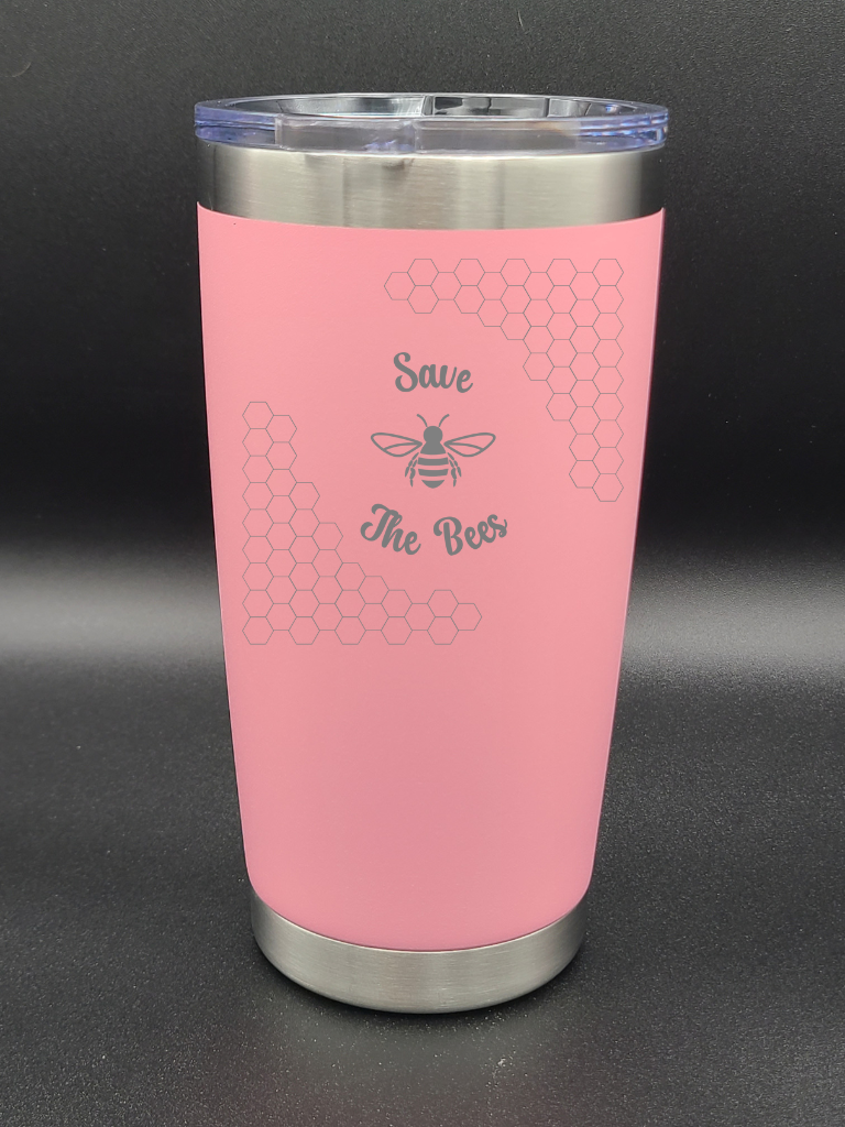 Save the Bees - 20 Oz Coffee Cup - Water Tumbler - Bigfoot Bigheart Studio