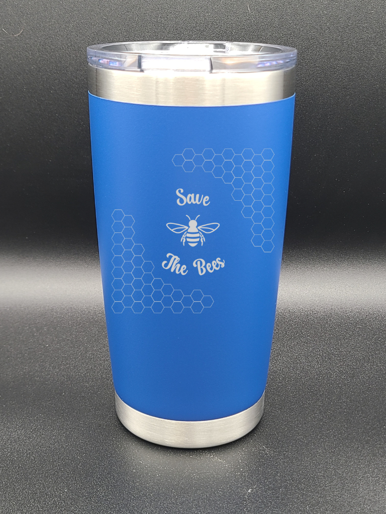 Save the Bees - 20 Oz Coffee Cup - Water Tumbler - Bigfoot Bigheart Studio