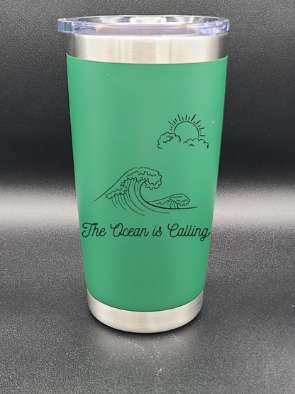 The Ocean is Calling - 20 Oz Coffee Cup - Water Tumbler - Bigfoot Bigheart Studio