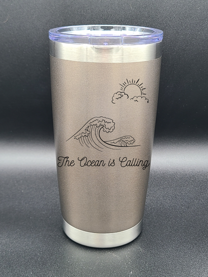 The Ocean is Calling - 20 Oz Coffee Cup - Water Tumbler - Bigfoot Bigheart Studio