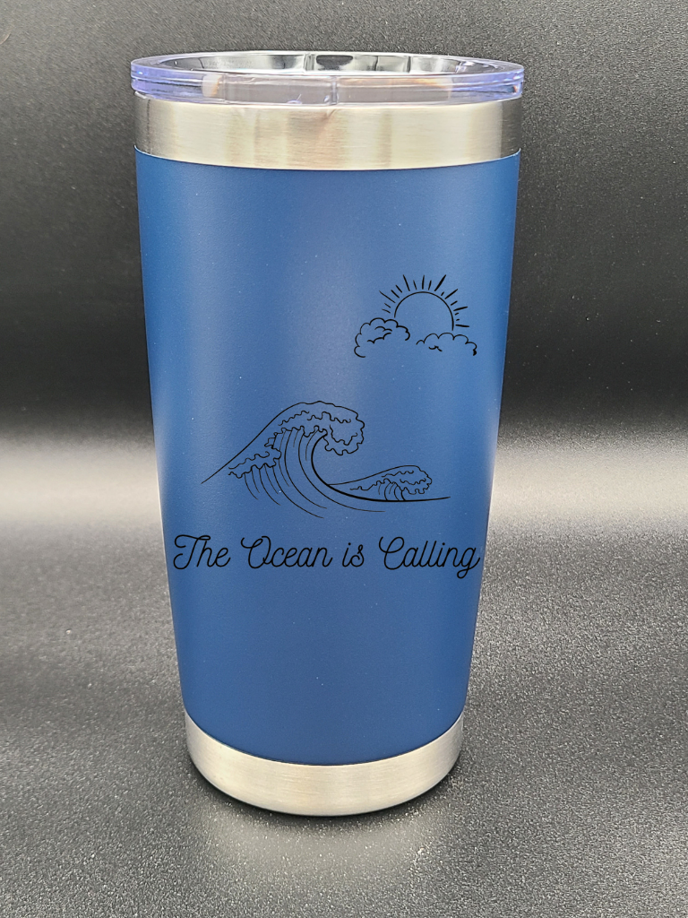 The Ocean is Calling - 20 Oz Coffee Cup - Water Tumbler - Bigfoot Bigheart Studio