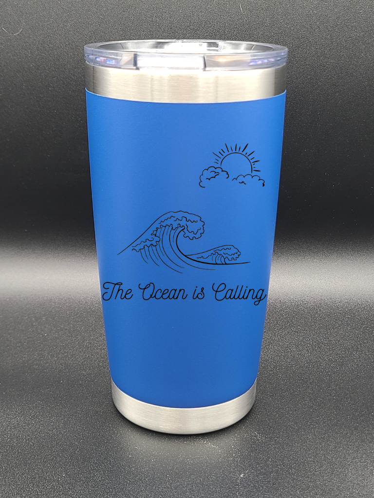 The Ocean is Calling - 20 Oz Coffee Cup - Water Tumbler - Bigfoot Bigheart Studio