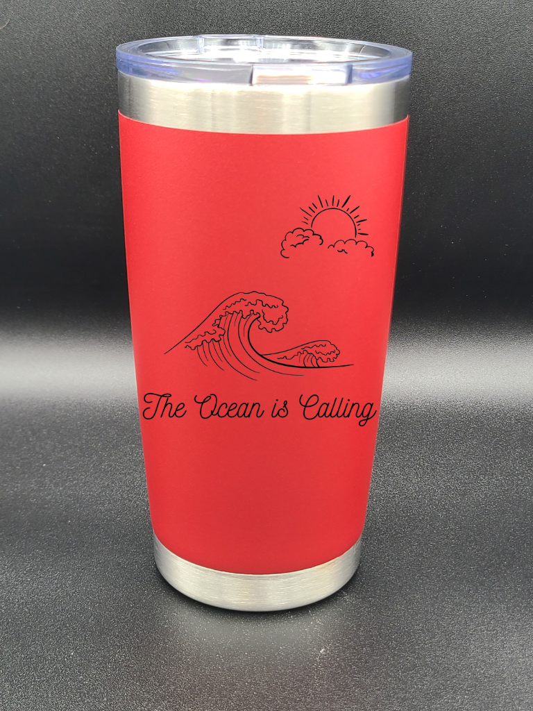 The Ocean is Calling - 20 Oz Coffee Cup - Water Tumbler - Bigfoot Bigheart Studio